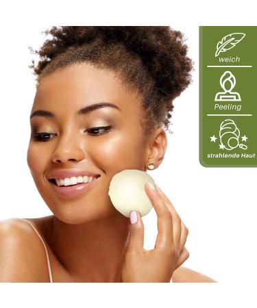 Bluefox Konjac Swam 4er Set - Organic Turmeric Facial Cleaning Sponges for Impure & Combination Skin | Yellow Peeling & Pore Cleansing - Buy Online on GoSupps.com