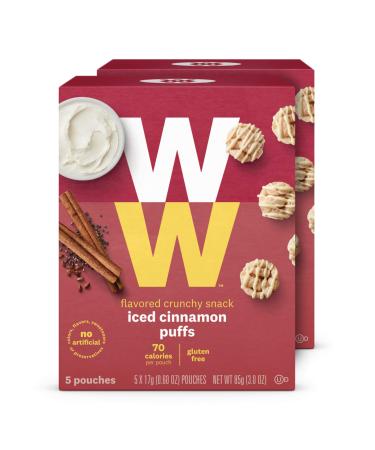 WW Iced Cinnamon Puffs - Gluten-free, 2 SmartPoints - 2 Boxes (10 Count Total) - Weight Watchers Reimagined Iced Cinnamon 0.6 Ounce (Pack of 10)