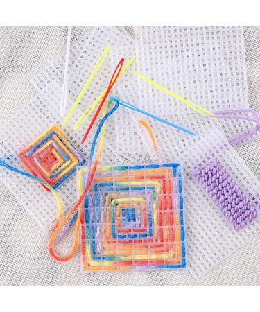40 Piece Clear Plastic Mesh Canvas Sheets 7 Count + Needles for Embroidery, Knit, Crochet - 3.2x3.2 Inch - Buy Online on GoSupps.com
