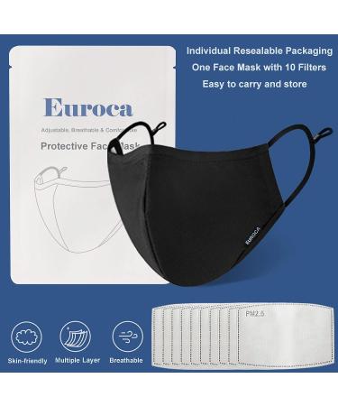 Euroca Cloth Face Mask 3 Layer Reusable Washable Adjustable with Filter Pocket for Adult -1 Mask with 10 Filters Mauve Small - Buy Online on GoSupps.com