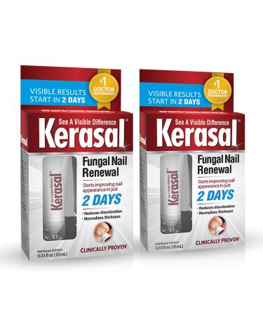 Kerasal Nail Renewal, Restores Appearance of Discolored or Damaged Nails, 0.33 fl oz (Pack of 2, Packaging May Vary)