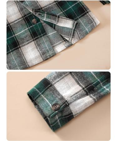 Naiyafly Toddler Boys Hoodie and Pants Set | Kids Long Sleeve Hooded Sweatshirt Outfit | Children's Button Down Tracksuit | Boys School Playsuit 5-6 Years Green Plaid - Buy Online on GoSupps.com