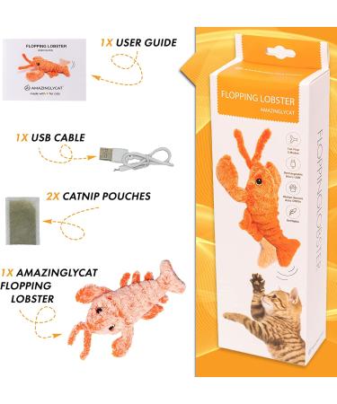 Motion-Activated Flopping Lobster Toy for Cats & Small Dogs | USB Rechargeable | Soft & Durable | Includes 2 Catnip Packets | Washable | Low-Noise | Fun Cat Nip Toy Gift | 11x4 In - Buy Online on GoSupps.com
