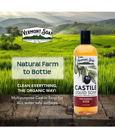 Vermont Castile Soap Patchouli Rose 16 Oz - Gentle Liquid Soap for Sensitive Skin, Natural Body Wash, Organic Shampoo - Aloe Castile Soap for Men & Women - Buy Online on GoSupps.com