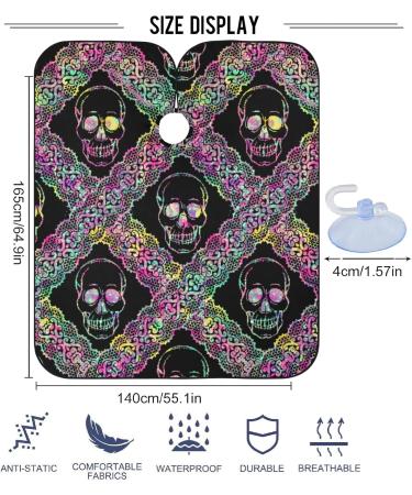 Visesunny Skull Pattern Barber Cape - Anti-Static Water-Resistant Hair Cutting Apron for Salon & Home Use - Buy Online on GoSupps.com