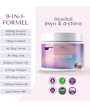 Inositol Fem Myo & D-Chiro 4100mg Capsules - 9-in-1 Formula for PCOS Cycle Disorders | Folic Acid Chrome Zinc Vitamins B6 B12 D3 Selenium & Manganese - Buy Online on GoSupps.com