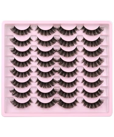 Winifred 16 Pairs Russian Strip Natural Wispy False Eyelashes - Cat Eye D Curl Soft Volume Lashes Pack for Reusable Fluffy Look - Buy Online on GoSupps.com