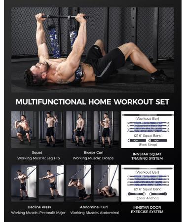 INNSTAR Resistance Bands Bar - 38" Black Max Load 800lbs for Home Gym & Full Body Workout | Power Lifting Fitness Attachment - Camo Green - Buy Online on GoSupps.com