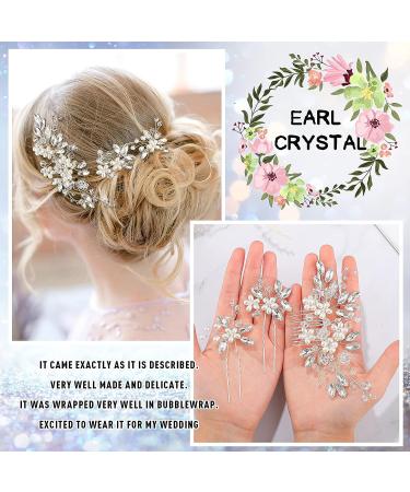 Bride Wedding Hair Pins Set - Rhinestone Clips & Pearl Combs | Elegant Bridal Hair Accessories for Women Girls | 3 Types in Silver - Buy Online on GoSupps.com