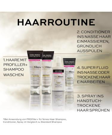  John Frieda John Frieda PROfiller+ Kit Shampoo 250 ml & Conditioner 250 ml Hair type: fine Thickens and nourishes hair With biotin and hyaluronic acid - Buy Online on GoSupps.com