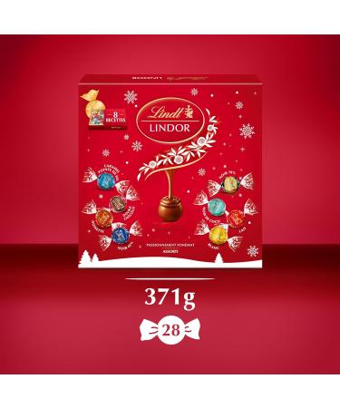 Lindt - Bo te Partage LINDOR - Assortiment de Chocolats au Lait Blancs Noir 70% Noix de Coco Double Chocolat Caramel Pointe de Sel Noisettes et Noir 45% - C ur fondant - Id al pour No l 371g Bo te Partage 371g - Buy Online on GoSupps.com