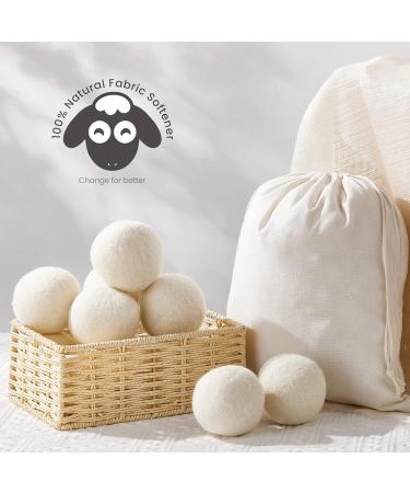 Kenning 26 Pieces Wool Dryer Balls Set - 24 Reusable Dryer Balls with 2 Muslin Bags | Eco-Friendly Fabric Softener for Laundry | Anti-Wrinkle Anti-Static Energy Saving (White - Buy Online on GoSupps.com