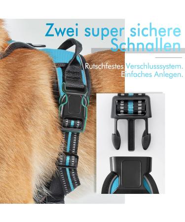 Rabbitgoo Medium Dog Harness - No Pull Adjustable Breathable Control Harness for Large Dogs - Light Blue - Buy Online on GoSupps.com
