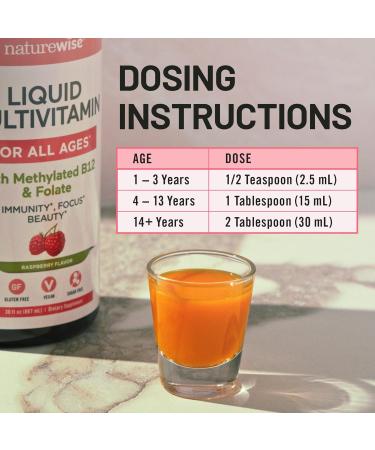 NatureWise Liquid Multivitamin for Women Men of All Ages - Sugar Free Vegan - Vitamins for Energy Levels Beauty Immune Health with Methylated B12 & Folate - Non-GMO - 30 fl oz(887 mL) - Buy Online on GoSupps.com