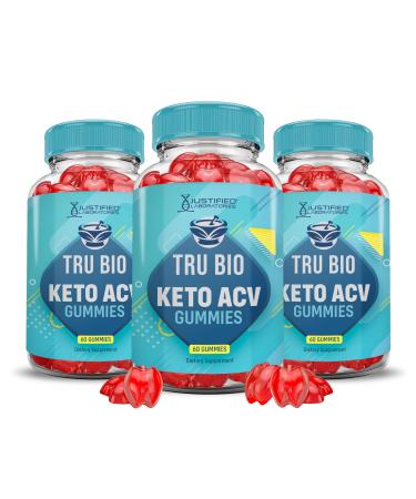 (3 Pack) Tru Bio Keto ACV Gummies Advanced Formula 1000MG TruiBIo Keto Gummies Apple Cider Vinegar Formulated with Pomegranate Beet Juice Powder B12 Vegan Non GMO 180 Gummys