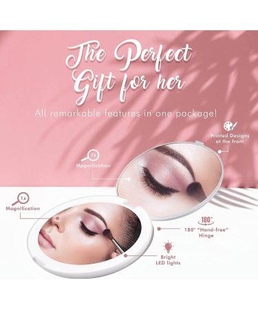 MIRRORVANA Mini Folding LED Compact Mirror 7X Magnification - Perfect Gift for Wife on Birthdays, Mother's Day, Valentine's Day & More - Buy Online on GoSupps.com