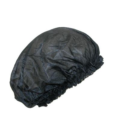 CTM  Women's Satin Jumbo Hair Roller Sleep Cap with Elastic Black