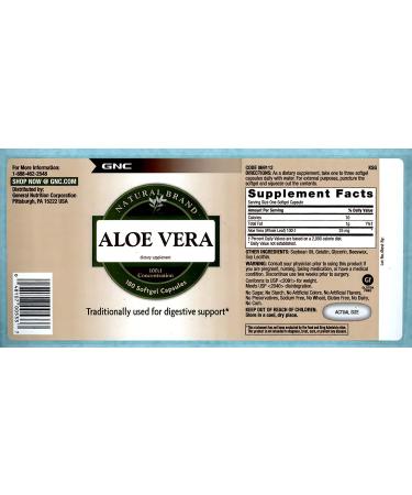 GNC Natural Brand Aloe Vera SoftGel Capsules - Organic Supplement for Digestive Health - Buy Online on GoSupps.com