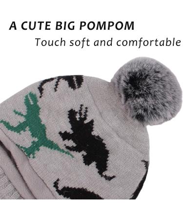 XIAOHAWANG Winter Baby Hood Hat with Earflaps, Fleece Lining, and Scarf - Gray Dinosaur Design | For Toddler Boys and Girls 6-24 Months - Buy Online on GoSupps.com