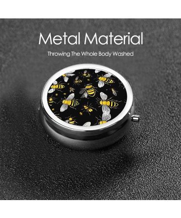 Bumble Bees Mini Round Pill Box - 3 Compartment Travel Organizer for Home & Office - Portable Medicine Case - Buy Online on GoSupps.com