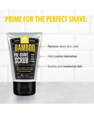 Bamboo Pre-Shave Scrub by Pacific Shaving Company - Exfoliating Face Cleanser with Aloe Vera & Willow Bark Extract - Men's Daily Face Wash for Blemish Control & Moisturization (3 Oz) - Buy Online on GoSupps.com