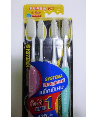 Systema Original Super Soft & Slim Bristles Toothbrushes Family Pack (4-Pack) | Best for Sensitive Gums | International Shipping Available - Buy Online on GoSupps.com