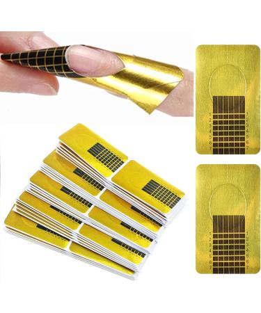700 Self-Adhesive Nail Templates - Professional Reusable Fingernail Stencils for Gel Nails & Extensions - Golden Nail Art Tips - Buy Online on GoSupps.com
