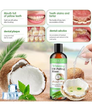 Natural Coconut & Peppermint Pulling Oil for Teeth | Alcohol-Free Mouthwash with Vitamins D & E | Fresh Breath & Gum Health - Includes Tongue Scraper (8 Fl. Oz - Buy Online on GoSupps.com