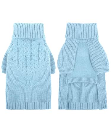 Cit toile classic knitted dog sweater with turtleneck soft and warm dog sweater for cold weather inner and outer knit vests for small medium-sized dogs blue XL X-Large blue-1