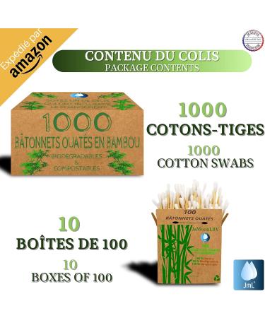 Bamboo Cotton Buds | JaMoonLBV JmL French Brand | 1000 Cotton Buds | Biodegradable & Compostable - Buy Online on GoSupps.com