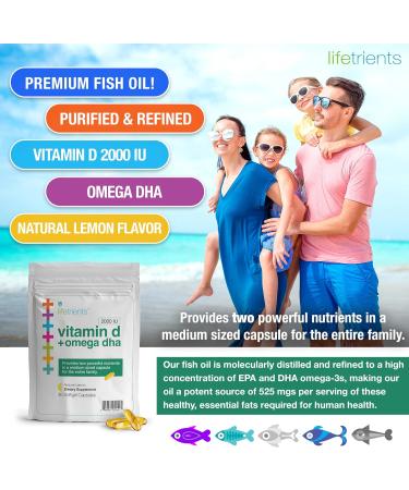 Lifetrients - Premium Omega-3 Fish Oil & Vitamin D3 Softgel Capsules - 375mg DHA Boost + 2000 IU - Zesty Lemon Flavor Fish Oil Supplements for Women and Men - USA Made - Heart & Brain Health - 4-Pack - Buy Online on GoSupps.com