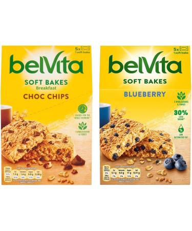 Breakfast Biscuits Bundle with Belvita Choc Chips Soft Bakes Breakfast Biscuits with Blueberry Soft Bakes Breakfast Biscuits (Pack of 2 Bundle - Total of 10 Soft Bakes) - Buy Online on GoSupps.com