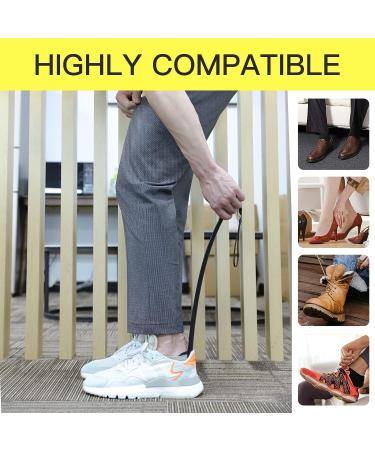 PCEEL Long Handle Shoe Horn - Super Strong Plastic/Genuine Wood - 17/43cm - Black - For Men, Women, Seniors, Kids - with Lanyard - Buy Online on GoSupps.com