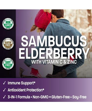 Bronson Sambucus Elderberry with Zinc & Vitamin C - Triple Immune Support Complex | Non-GMO, 60 Capsules - Buy Online on GoSupps.com
