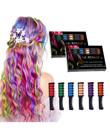 Hair Chalk for Girls Birthday Gifts for Girls Temporary Hair Color for Kids Hair Chalk for Kids - Great Birthday Gift for Girls (2 Set-Hair Chalk Combs)