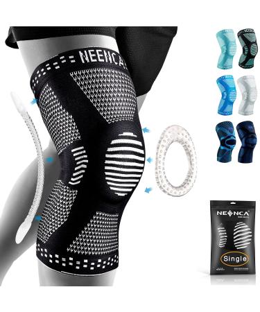 NEENCA Knee Brace,Knee Compression Sleeve Support with Patella Gel Pad & Side Spring Stabilizers,Medical Grade Knee Protector for Running,Meniscus Tear,Arthritis,Joint Pain Relief,ACL,Injury Recovery 2 Black Large