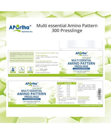 Buy Aportha Multi Essential Amino Pattern I - 300 Vegan EAA Tablets | 8 Essential Amino Acids | High Dose Protein Supply - Buy Online on GoSupps.com