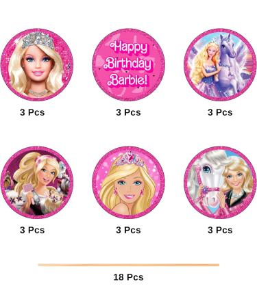 18x BarbiCupcake Toppers Strong Picks Happy Birthday D cor Cupcake Decorations for Kids Birthdays - Buy Online on GoSupps.com
