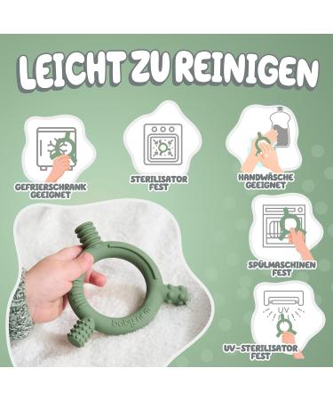 Baby Nom Bite Ring - BPA-Free Cooling Dental Aid & Gripping Toy for Teething - Olive Green - Buy Online on GoSupps.com