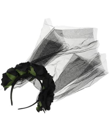 Lurrose Rose Floral Crown Headband | Day of the Dead Costume Accessory for Halloween & Festivals - Black Pattern - Buy Online on GoSupps.com