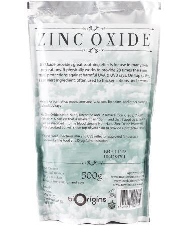 Mystic Moments | Zinc Oxide (Non-Nano) 500g Pure & Natural Vegan GMO Free 500 g (Pack of 1) - Buy Online on GoSupps.com