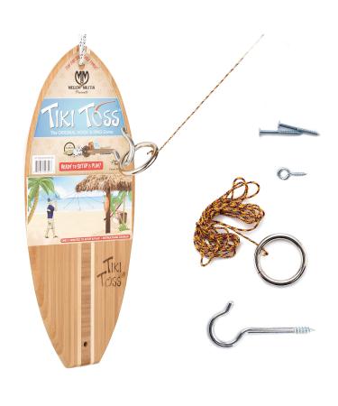 Tiki Toss Ring Toss Game for Adults  13 Inch Surfboard Edition - Hook and Ring Game with String and Hooks for OutdoorIndoor Use Man Cave Decor  Stuff Original