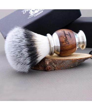 Haryali London Sustainable Shaving Brush Set | Synthetic Silver Tip Brush Stainless Steel Rack & Wood Handle | Eco-Friendly Razor for Men & Women - Buy Online on GoSupps.com