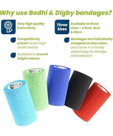Bodhi & Digby Vet Wrap - 7.5cm x 4.5m. Pack of 5 Green Cohesive Bandages Individually Wrapped for Hygiene in a Convenient Reusable Ziplock Bag. Strong Self Adhesive Bandage Tape Compression Bandage Green 7.5cm - Buy Online on GoSupps.com