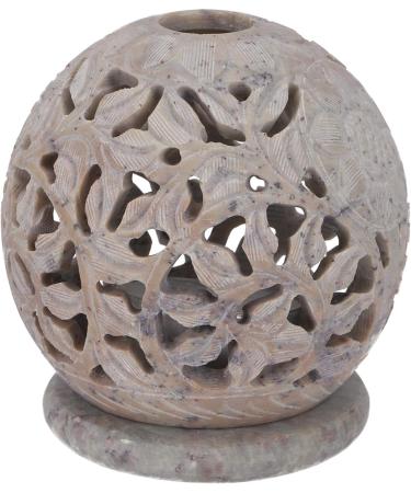 Buy GURU SHOP Indian Scented Potpourri Container - Soapstone Tealight & Ball Flowers - Cream-White - 8.5x8x8 cm | Fragrance & Oil Lamps International Shipping - Buy Online on GoSupps.com