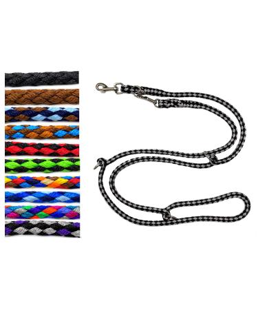 Dog linen large dogs up to 80 kg double-line jumbo 2.40m / 2.80m / 3.50m / 5m adjustable exercise line / guide very stable (2.40m 3-fold adjustable Dallas (black and silver)) 2.40m 3LA.Silver)