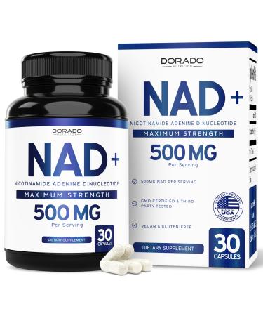 NAD Supplement (500mg of 95% Pure NAD+ Per Serving) NMN Supplement NAD Nicotinamide Riboside Support (Third Party Tested Vegan Safe Non-GMO No Fillers & Made in the USA - 30 Vegan Capsules) 30 Count (Pack of 1)