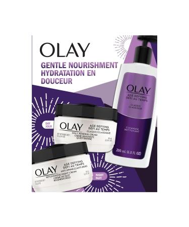 Olay Age Defy Skincare Holiday Pack: Face Cleanser 200 mL + Daily Facial Moisturizer 60 mL + Night Facial Cream 60 mL Total 3 Pieces Gift Set Age Defy Pack