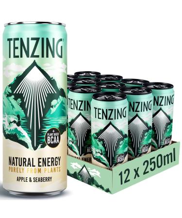 TENZING Natural Energy Drink Plant Based Vegan & Gluten Free BCAA Apple & Seaberry 250ml (Pack of 12)