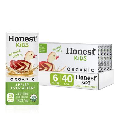 Honest Kids Appley Ever After, Organic Juice Drink, 6 Fl oz Juice Boxes, Pack Of 40, Apple, 6 Fl Oz (Pack of 40)